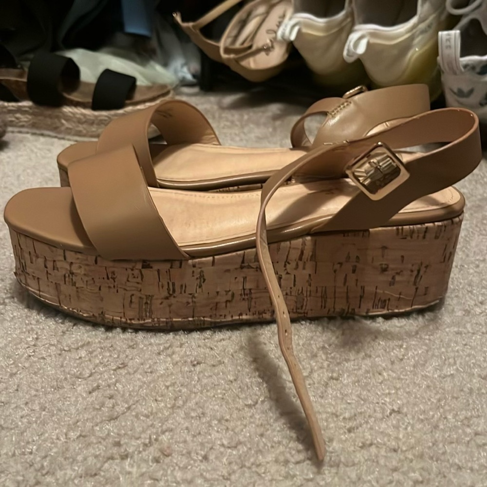Tan platform heels
